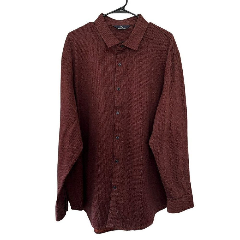 Hart Schaffner Marx Men's Sz XXL Burgundy Long Sleeve Casual Dress Shirt Shirt